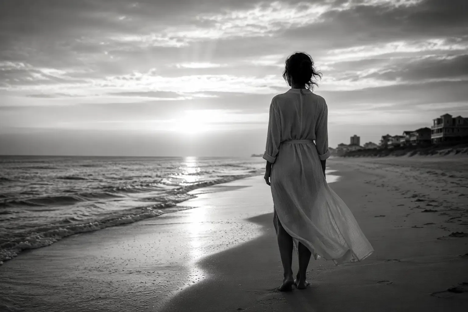 A woman looking out toward the open water